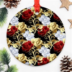 Roses Seamless Pattern Floral Round Ornament (two Sides)