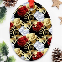 Roses Seamless Pattern Floral Oval Ornament (two Sides)