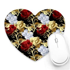 Roses Seamless Pattern Floral Heart Mousepad by Loisa77