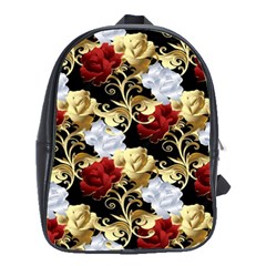 Roses Seamless Pattern Floral School Bag (large) by Loisa77