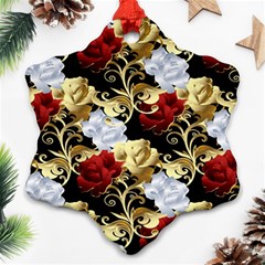 Roses Seamless Pattern Floral Snowflake Ornament (two Sides)