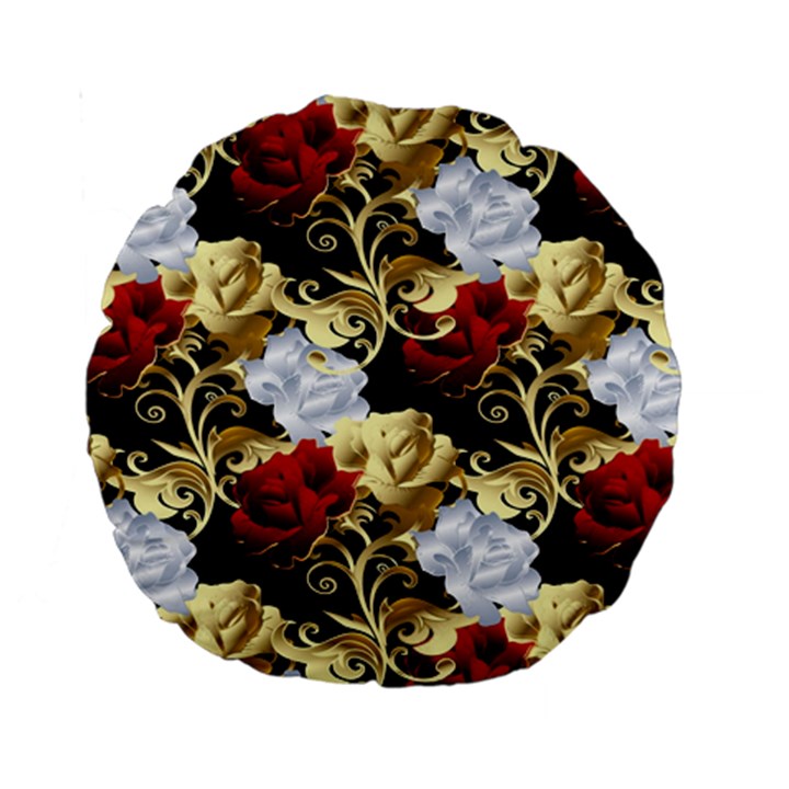 Roses Seamless Pattern Floral Standard 15  Premium Round Cushions