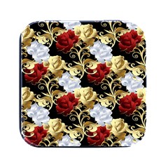 Roses Seamless Pattern Floral Square Metal Box (black) by Loisa77