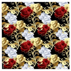 Roses Seamless Pattern Floral Wooden Puzzle Square by Loisa77