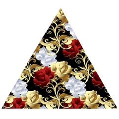 Roses Seamless Pattern Floral Wooden Puzzle Triangle by Loisa77