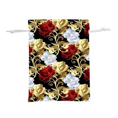 Roses Seamless Pattern Floral Lightweight Drawstring Pouch (l) by Loisa77