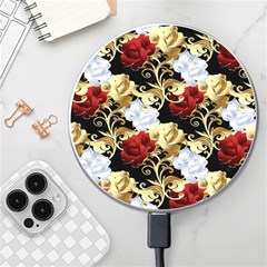 Roses Seamless Pattern Floral Wireless Fast Charger(white) by Loisa77