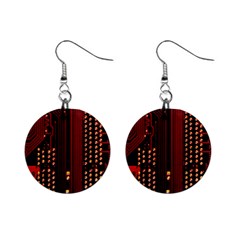 Red Circuit Board Texture Red Circuit Digital Texture Circuit Board Red Technology Mini Button Earrings by Loisa77