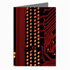 Red Circuit Board Texture Red Circuit Digital Texture Circuit Board Red Technology Greeting Cards (pkg Of 8)