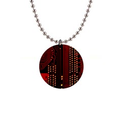 Red Circuit Board Texture Red Circuit Digital Texture Circuit Board Red Technology 1  Button Necklace