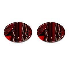 Red Circuit Board Texture Red Circuit Digital Texture Circuit Board Red Technology Cufflinks (oval) by Loisa77