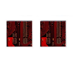 Red Circuit Board Texture Red Circuit Digital Texture Circuit Board Red Technology Cufflinks (square) by Loisa77