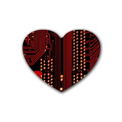 Red Circuit Board Texture Red Circuit Digital Texture Circuit Board Red Technology Rubber Coaster (heart) by Loisa77