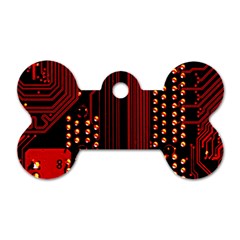 Red Circuit Board Texture Red Circuit Digital Texture Circuit Board Red Technology Dog Tag Bone (one Side) by Loisa77