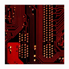 Red Circuit Board Texture Red Circuit Digital Texture Circuit Board Red Technology Medium Glasses Cloth by Loisa77