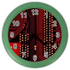 Red Circuit Board Texture Red Circuit Digital Texture Circuit Board Red Technology Color Wall Clock by Loisa77