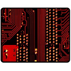 Red Circuit Board Texture Red Circuit Digital Texture Circuit Board Red Technology Fleece Blanket (medium) by Loisa77