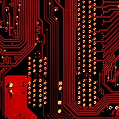 Red Circuit Board Texture Red Circuit Digital Texture Circuit Board Red Technology Play Mat (square) by Loisa77