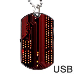 Red Circuit Board Texture Red Circuit Digital Texture Circuit Board Red Technology Dog Tag Usb Flash (one Side)