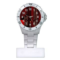 Red Circuit Board Texture Red Circuit Digital Texture Circuit Board Red Technology Plastic Nurses Watch by Loisa77