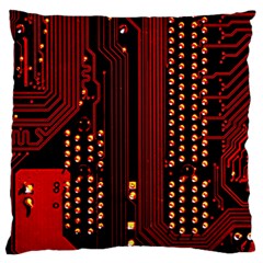 Red Circuit Board Texture Red Circuit Digital Texture Circuit Board Red Technology Standard Premium Plush Fleece Cushion Case (two Sides) by Loisa77