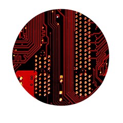 Red Circuit Board Texture Red Circuit Digital Texture Circuit Board Red Technology Mini Round Pill Box by Loisa77