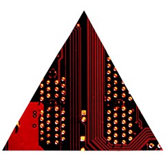 Red Circuit Board Texture Red Circuit Digital Texture Circuit Board Red Technology Wooden Puzzle Triangle by Loisa77