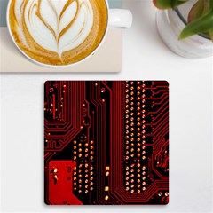 Red Circuit Board Texture Red Circuit Digital Texture Circuit Board Red Technology Uv Print Square Tile Coaster  by Loisa77