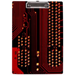 Red Circuit Board Texture Red Circuit Digital Texture Circuit Board Red Technology A4 Acrylic Clipboard by Loisa77