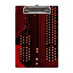 Red Circuit Board Texture Red Circuit Digital Texture Circuit Board Red Technology A5 Acrylic Clipboard by Loisa77