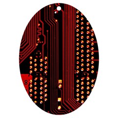 Red Circuit Board Texture Red Circuit Digital Texture Circuit Board Red Technology Uv Print Acrylic Ornament Oval by Loisa77