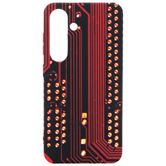 Red Circuit Board Texture Red Circuit Digital Texture Circuit Board Red Technology Samsung Galaxy S24 6 2 Inch Black Tpu Uv Case by Loisa77