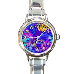 Seamless Vintage Pattern Retro 80s Or 90s Style Abstract Round Italian Charm Watch by Loisa77