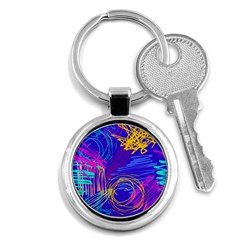 Seamless Vintage Pattern Retro 80s Or 90s Style Abstract Key Chain (round) by Loisa77