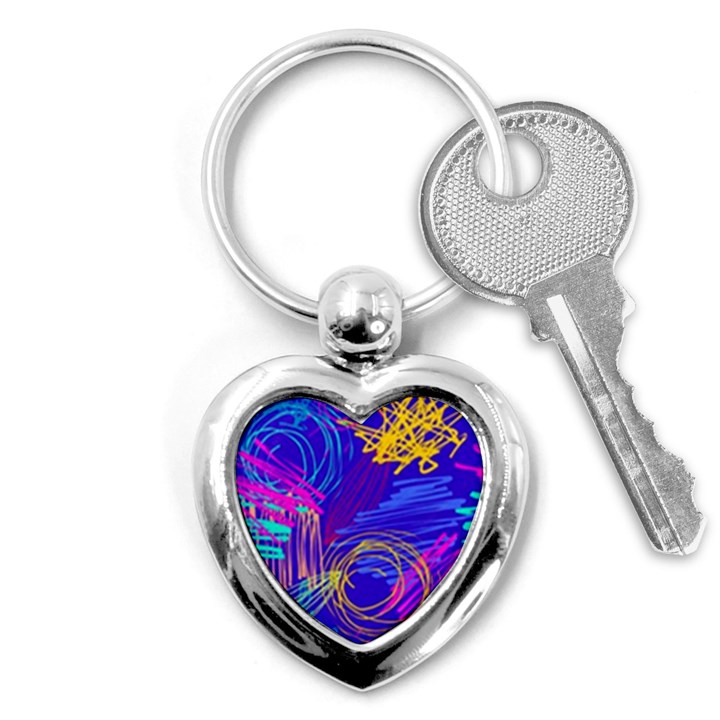 Seamless Vintage Pattern Retro 80s Or 90s Style Abstract Key Chain (Heart)