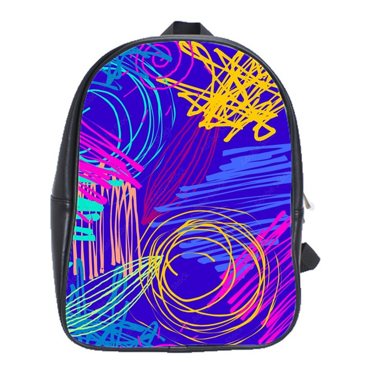 Seamless Vintage Pattern Retro 80s Or 90s Style Abstract School Bag (Large)