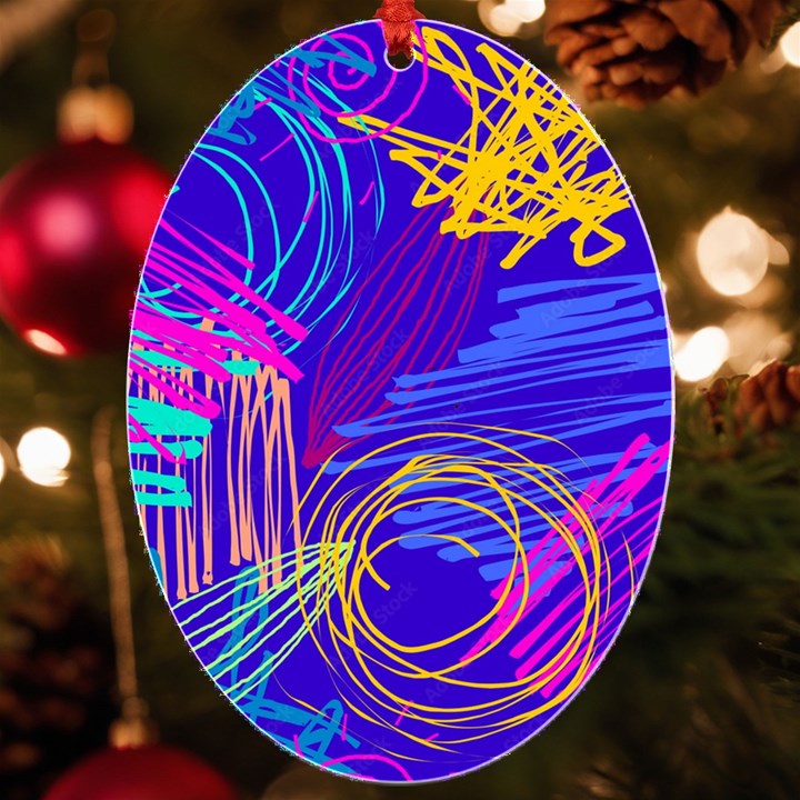 Seamless Vintage Pattern Retro 80s Or 90s Style Abstract UV Print Acrylic Ornament Oval