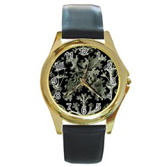 Weave Haeckel Lichenes Photobionten Round Gold Metal Watch