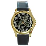 Weave Haeckel Lichenes Photobionten Round Gold Metal Watch Front