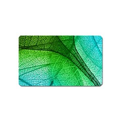 3d Leaves Texture Sheet Blue Green Magnet (name Card) by Cemarart