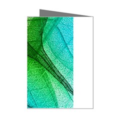 3d Leaves Texture Sheet Blue Green Mini Greeting Cards (pkg Of 8)