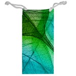 3d Leaves Texture Sheet Blue Green Jewelry Bag Back