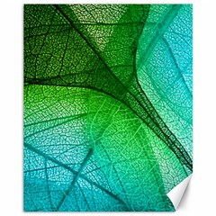 3d Leaves Texture Sheet Blue Green Canvas 11  X 14  by Cemarart