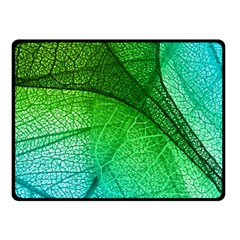 3d Leaves Texture Sheet Blue Green Fleece Blanket (small) by Cemarart