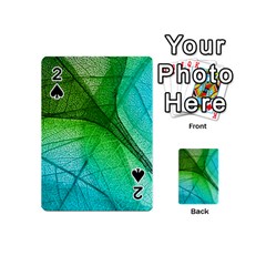 3d Leaves Texture Sheet Blue Green Playing Cards 54 Designs (mini)