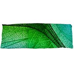 3d Leaves Texture Sheet Blue Green Body Pillow Case Dakimakura (two Sides) by Cemarart