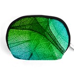 3d Leaves Texture Sheet Blue Green Accessory Pouch (Medium) Front