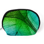 3d Leaves Texture Sheet Blue Green Accessory Pouch (Medium) Back