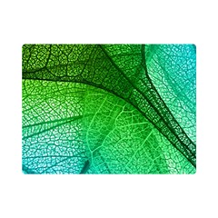 3d Leaves Texture Sheet Blue Green Premium Plush Fleece Blanket (mini) by Cemarart