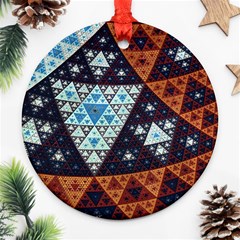 Fractal Triangle Geometric Abstract Pattern Round Ornament (two Sides)